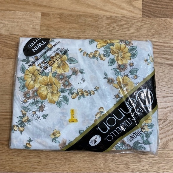 Vintage Floral Twin Sheet Set NWT Yellow Monticello Cannon Retro - Picture 5 of 6